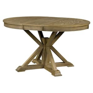 Functional Natural Wood Wash Wood 42 in. Cross Legs Extendable Dining Table Seats 6 with 12 in. Butterfly Leaf
