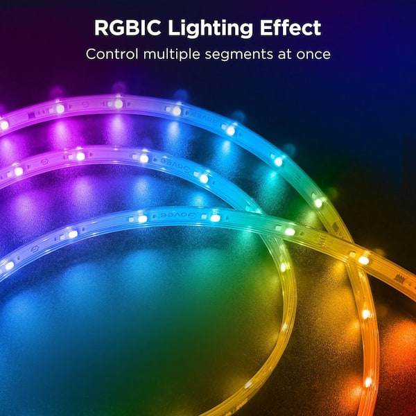 32.8 ft. Outdoor Plug-In Integrated LED Novelty RGBIC with White Lighting Wi-Fi Enabled String -Light