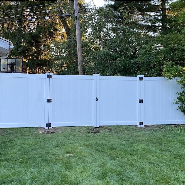 Weatherables Savannah 10.4 ft. W x 6 ft. H Gray Vinyl Privacy Double Fence Gate