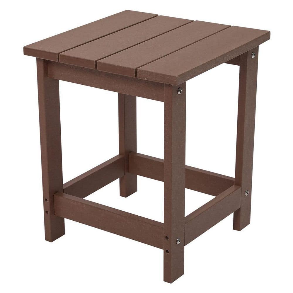 Dyiom Brown 14.8 in. Square Recycled Plastic Outdoor Side Table