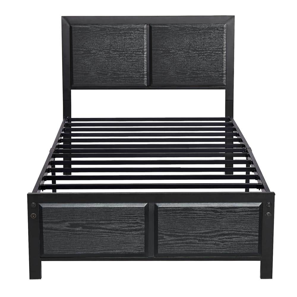 VECELO Metal Bed Frame Black Metal Frame Twin Size Platform Bed With ...