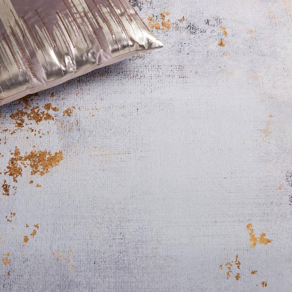 Tacoma 6' x 9' Gray and Gold Abstract Washable Area Rug