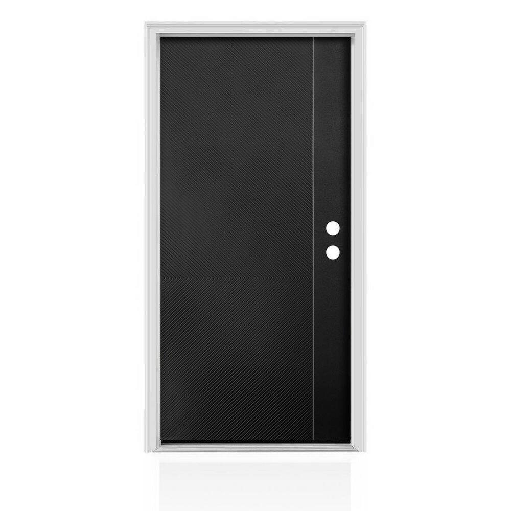36 in. x 80 in. Left-Handed Black Modern Prehung Exterior Fiberglass Front Door with Brickmould price history on PriceWatchPro