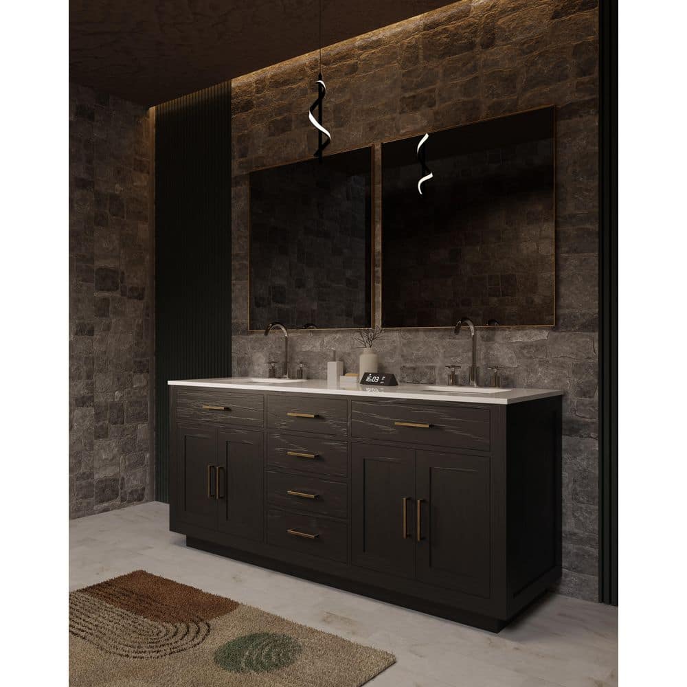 Condor 72 in. W x 22 in. D Black Oak Double Bath Vanity with Cultured Marble Top, and Faucet Set price history on PriceWatchPro