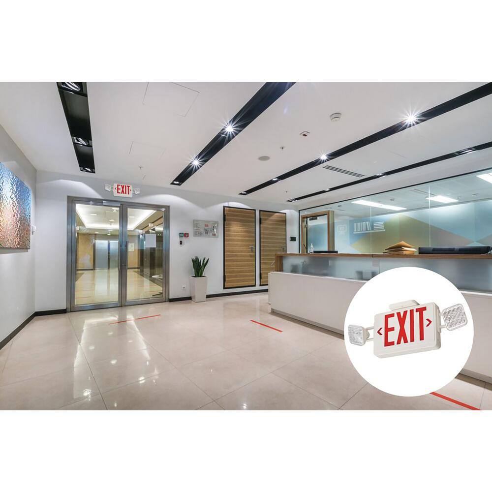 White LED Emergency Exit Sign with Dual Lights
