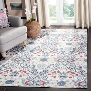 Brentwood Navy/Gray 6 ft. x 9 ft. Floral Area Rug