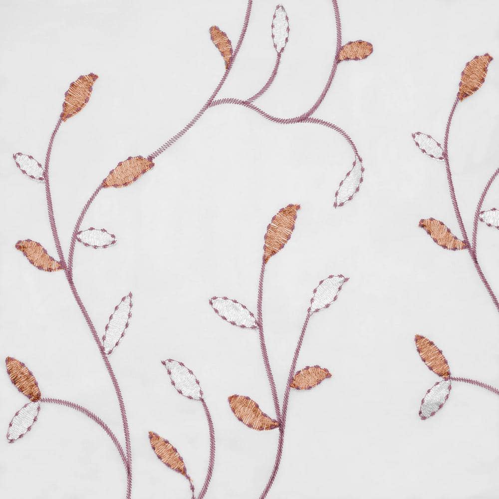 Coral Embroidered Sheer Polyester Grommet Window Panel, 54" x 63"