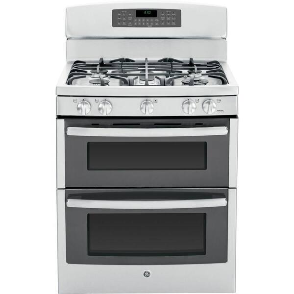 GE Profile 6.8 cu. ft. Double Oven Gas Range with Self-Cleaning Convection Lower Oven in Stainless Steel