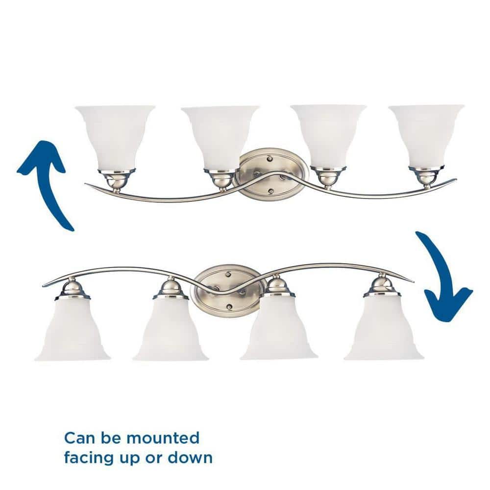 Trinity Brushed Nickel 4-Light Bath Fixture with Etched Glass Shades