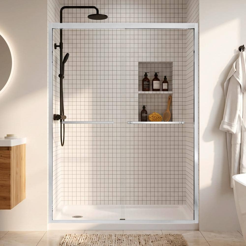 56-60 in. W x 70 in. H Aluminum Frame Double Sliding Bypass Shower Door, Chrome, 5/16 in. Thick Tempered Glass price history on PriceWatchPro