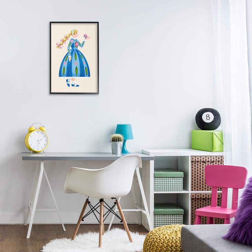 Blonde Folk Girl and Butterfly by Hannah Moren Black Framed Abstract Giclee Art Print 24 in. x 16 in. price history on PriceWatchPro