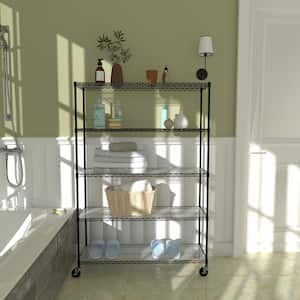 5-Tier Heavy Duty Steel Wire Shelving Unit in Black (24 in. W x 60 in. H x 82 in. D)