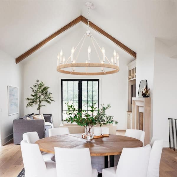 LWYTJO Calvin 12 Light White Candle Style Farmhouse Dimmable LWYTJO Calvin 12 Light White Candle Style Farmhouse Dimmable