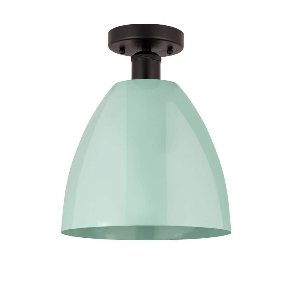 Plymouth Dome 9 in. 1-Light Oil Rubbed Bronze Industrial Semi-Flush Mount with Seafoam Shade price history on PriceWatchPro