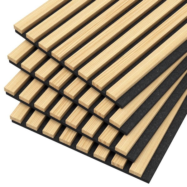0.83 in. x 7.87 ft. x 1 ft. Slat Wood Beige Nature Oak Sound Absorbing Panel (4-Pack)