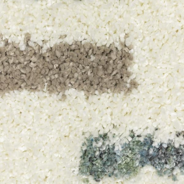 2 X 8 Ivory, Gray, Tan Striped Washable Area Rug Runner Rug