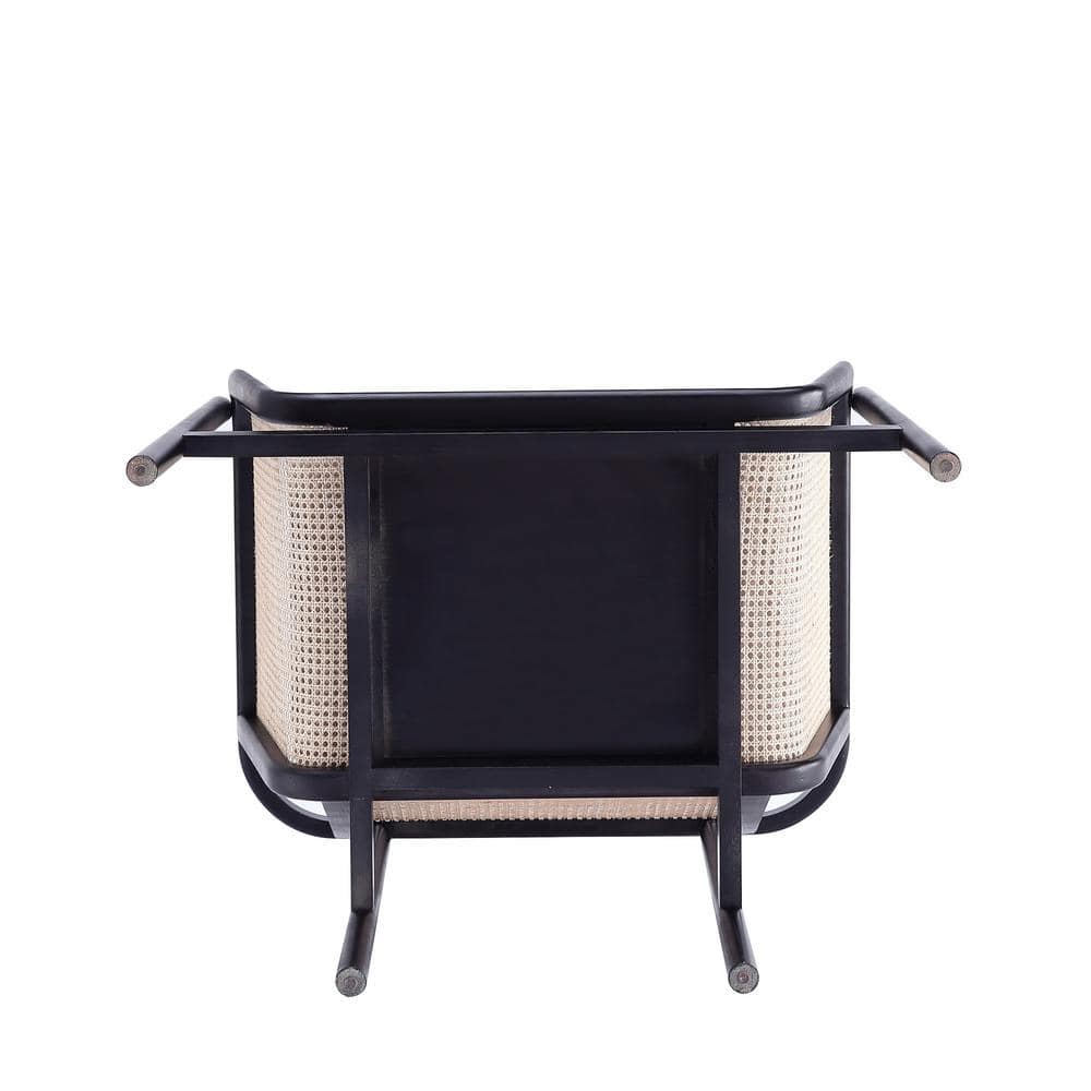 Versailles Barrel Accent Chair in Black & Cream with Rattan Back