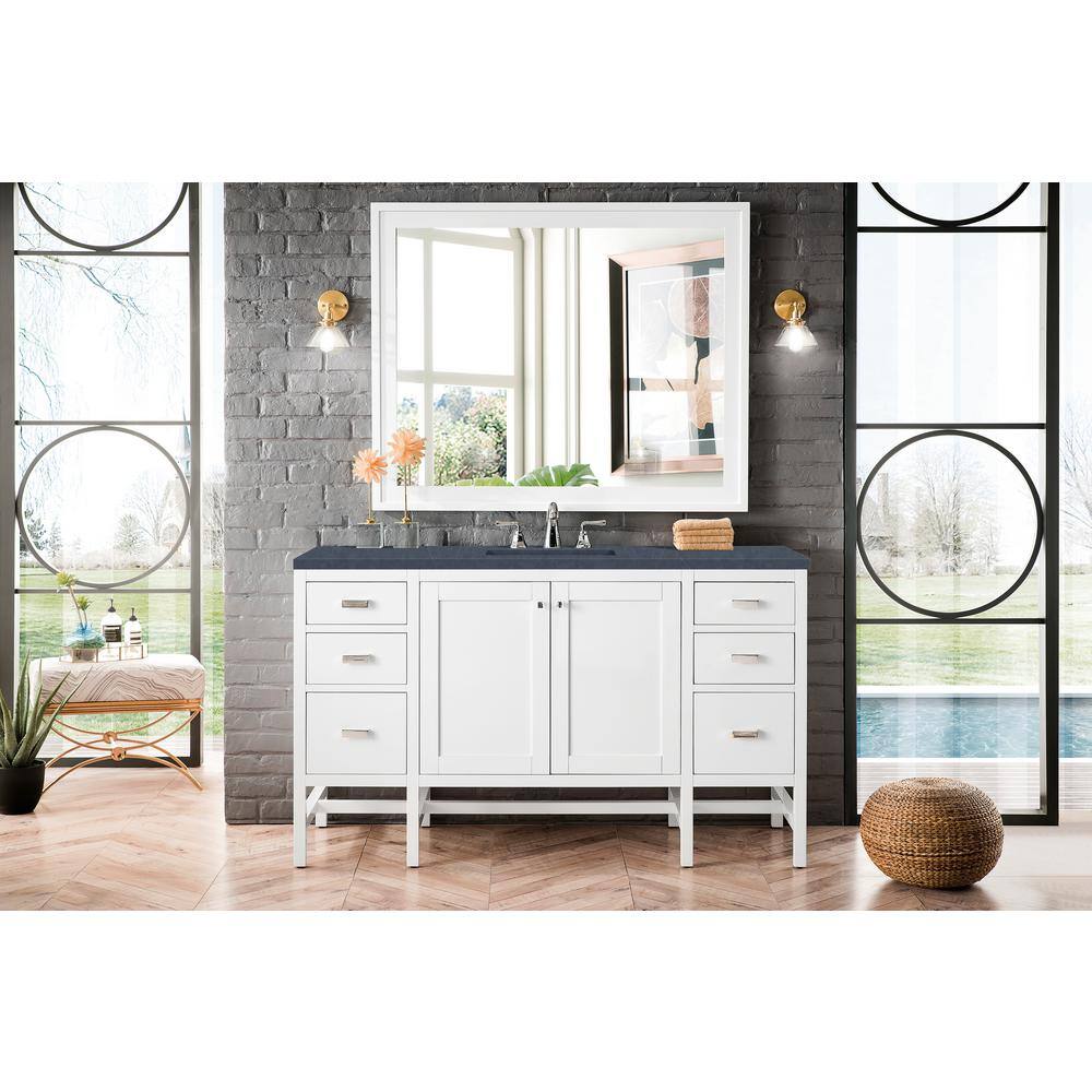 Addison 60" Glossy White Single Vanity Base with Soft-Close Hinges