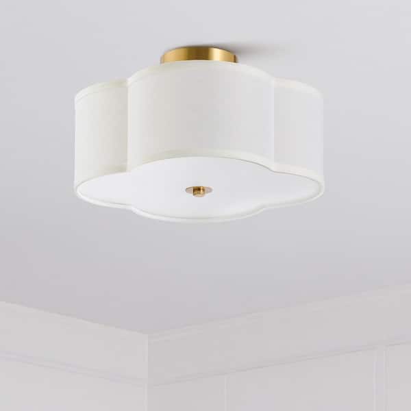 12.6 in. 4-Light Fabric Semi Flush Mount Ceiling Light Fixture with Fabric Shade, Acrylic Diffuser and E26 Bases