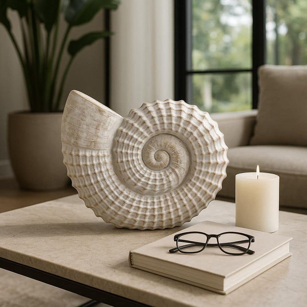 White 12 in. x 11 in. Polyresin Woven Coastal Shell Figurine price history on PriceWatchPro