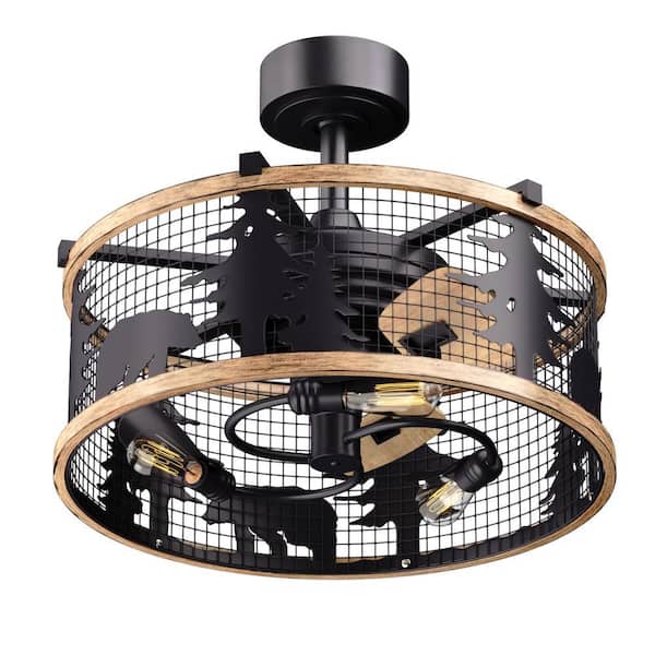 NORTH AVENUE Kodiak Bear 21 in. Bronze and Teak Rustic Indoor Ceiling Fan with Light Kit and Remote