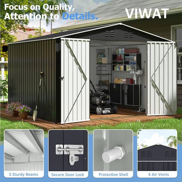 Reviews for VIWAT 10 ft. W x 8 ft. D Metal Outdoor Storage Shed