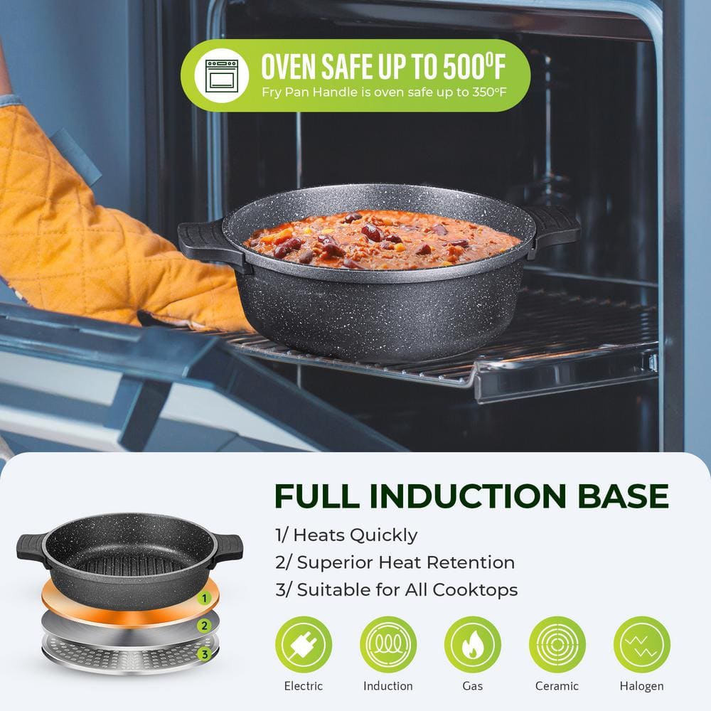 6-Piece Heavy Duty Nonstick Cast Aluminum Nesting Cookware Set