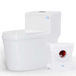 1-Piece 0.8/1.28 GPF Double Flush Elongated Macerating Toilet in White