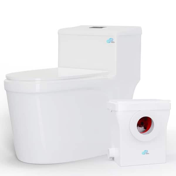 Simple Project 1-Piece 0.8/1.28 GPF Double Flush Elongated Macerating Toilet in White
