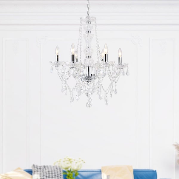 Princeton 6 Light Down Chandelier With Chrome Finish