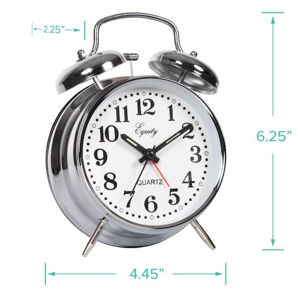 Sharp Twinbell Quartz Analog Alarm Clock, Silver