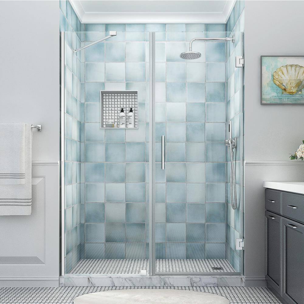 Belmore XL 80" High Frameless Hinged Shower Door in Chrome
