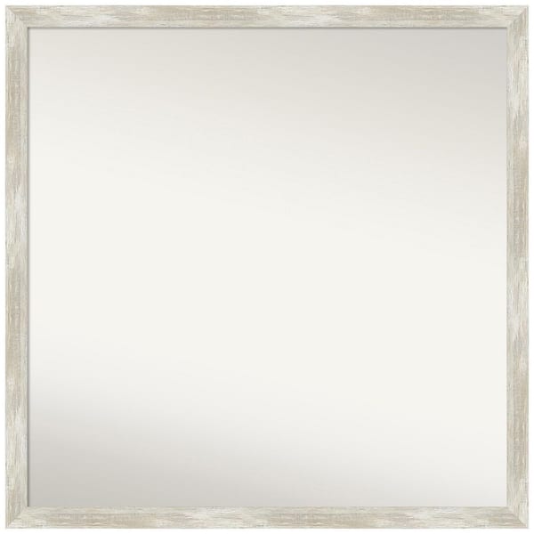 Amanti Art Crackled Metallic Narrow 28 in. W x 28 in. H Non-Beveled Bathroom Wall Mirror in Silver