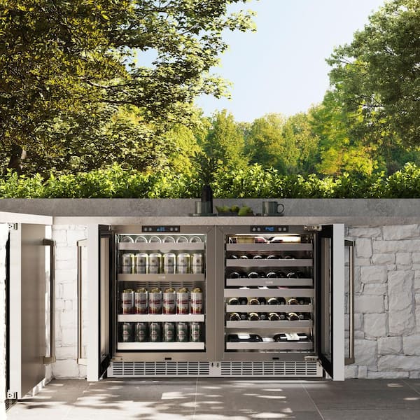 Touchstone 24 in. Dual-Zone 44-Bottle Beverage and Wine Cooler with Glass Door in Matte White