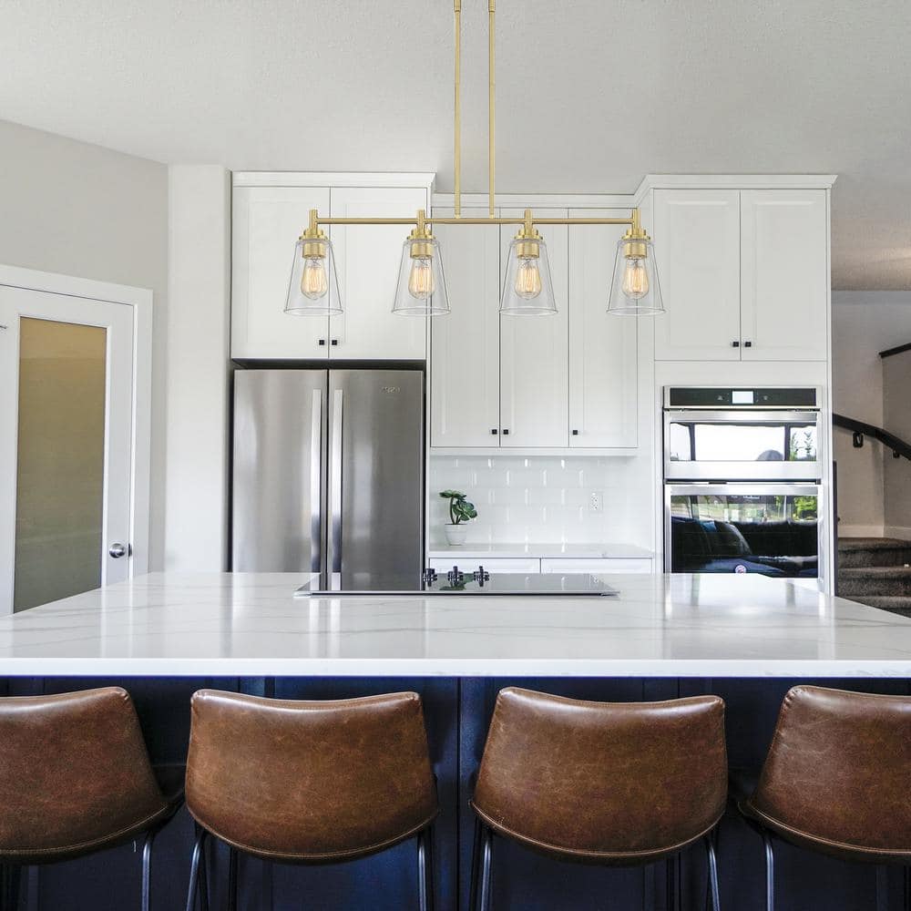 Westin 34'' Brushed Gold Modern Indoor/Outdoor Island Light with Clear Glass