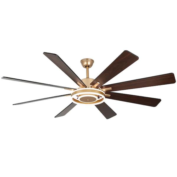 Light Luxury 72 in. Indoor Dimmable Gold Ceiling Fan with LED Light and Remote, 6-Speed Reversible Blades