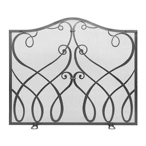 38 in. L Graphite 1-Panel Cypher Flat Fireplace Screen