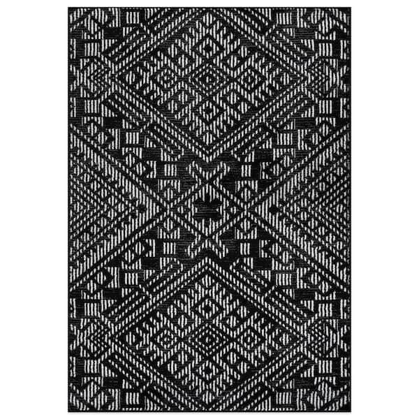 Tribal Pattern Black 7 ft. 10 in. x 10 ft. Area Rug