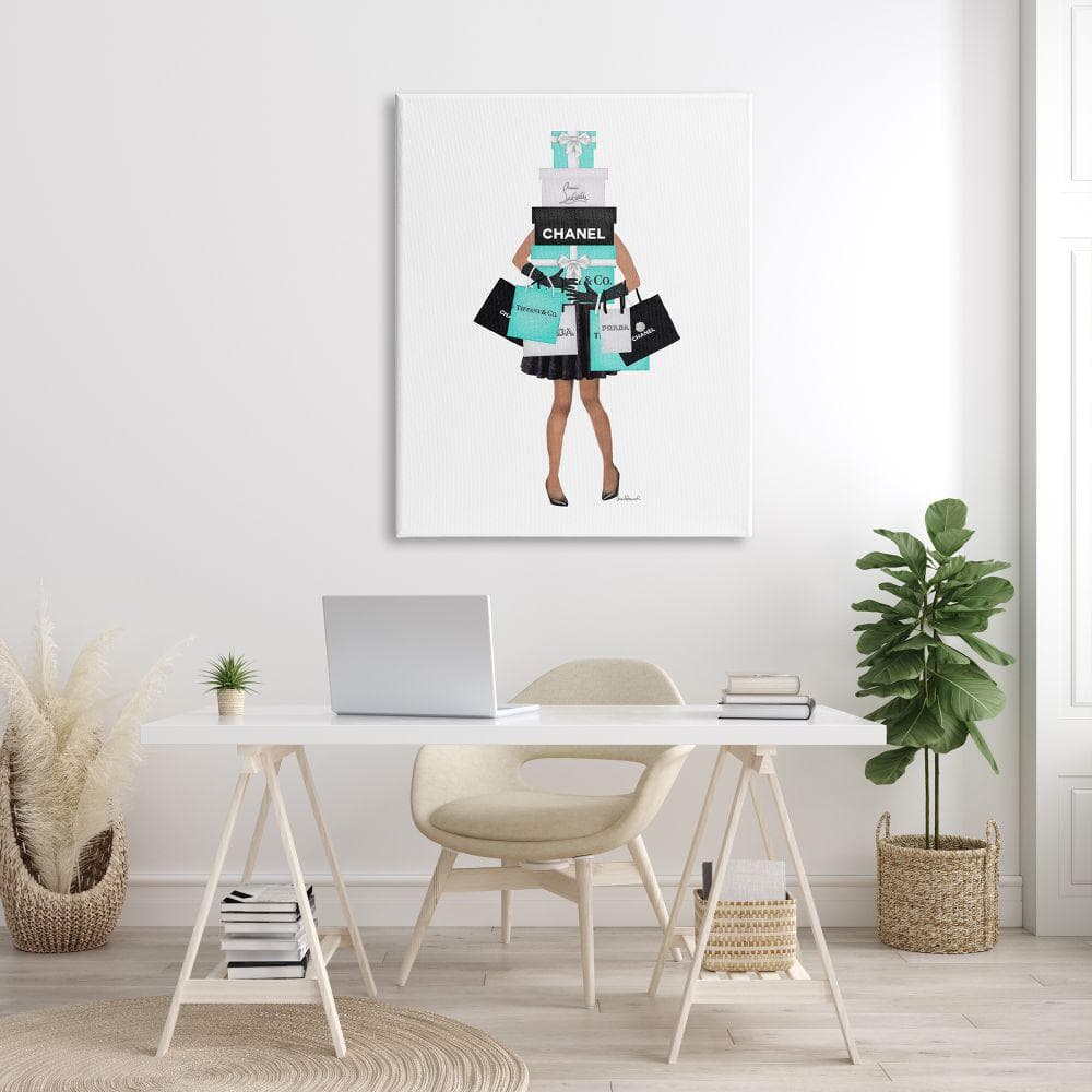 Glam Fashionista Shopping Chic Canvas Wall Art, 36x48
