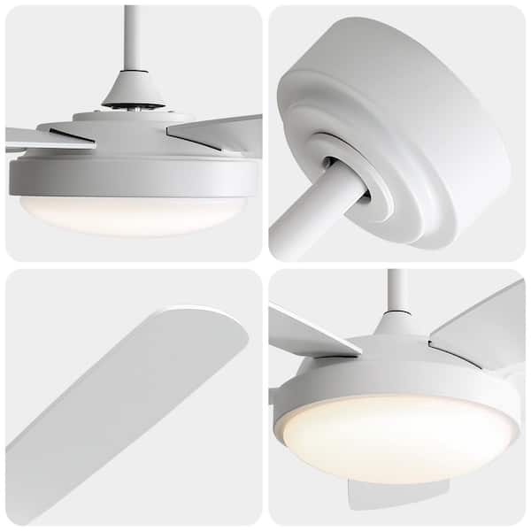 42 in. Modern Indoor White 6-Speed White Blades 3-Size Downrod Mount Standard Ceiling Fan with 3-Color Dimmable Light