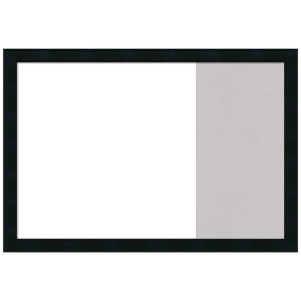 Amanti Art Mezzanotte Black 29 in. x 20 in. White Dry Erase and Grey Cork Wood Combo Memo Board