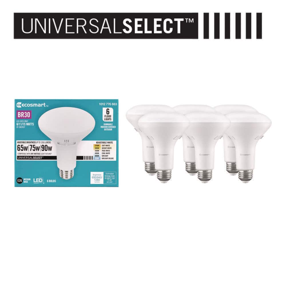 Universal Select 65/75/90-Watt Equivalent BR30 Dimmable LED Flood Light Bulb with Selectable Color Temperature (6-Pack) price history on PriceWatchPro