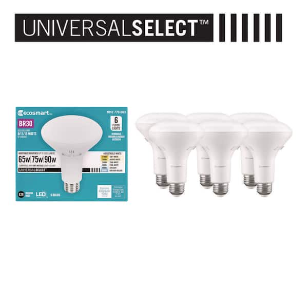 Universal Select 65/75/90-Watt Equivalent BR30 Dimmable LED Flood Light Bulb with Selectable Color Temperature (6-Pack)