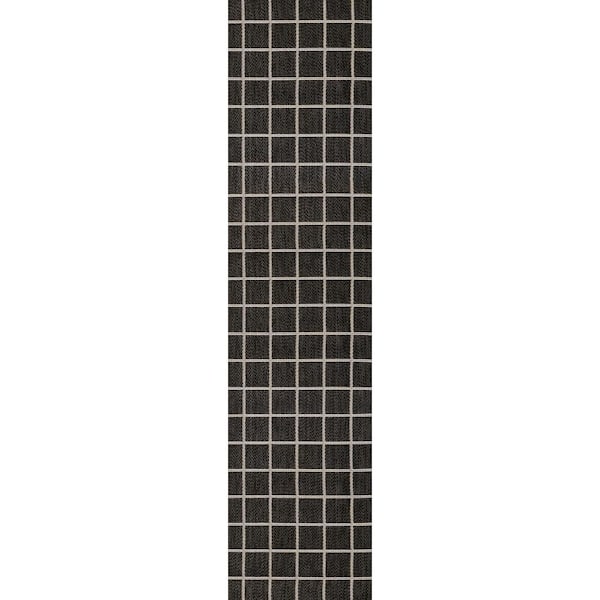 Grid Modern Squares Dark Gray/Cream 2 ft. x 8 ft. Indoor/Outdoor Runner Rug