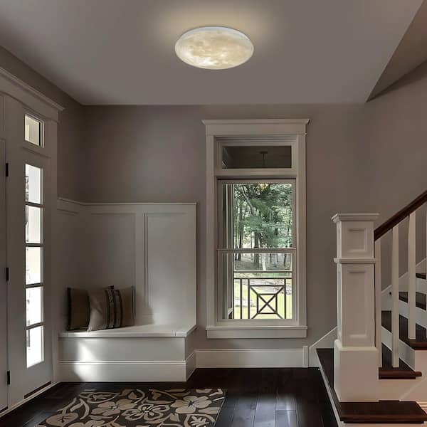 C Cattleya 15 in. Dimmable Moon LED Flush Mount Ceiling Light