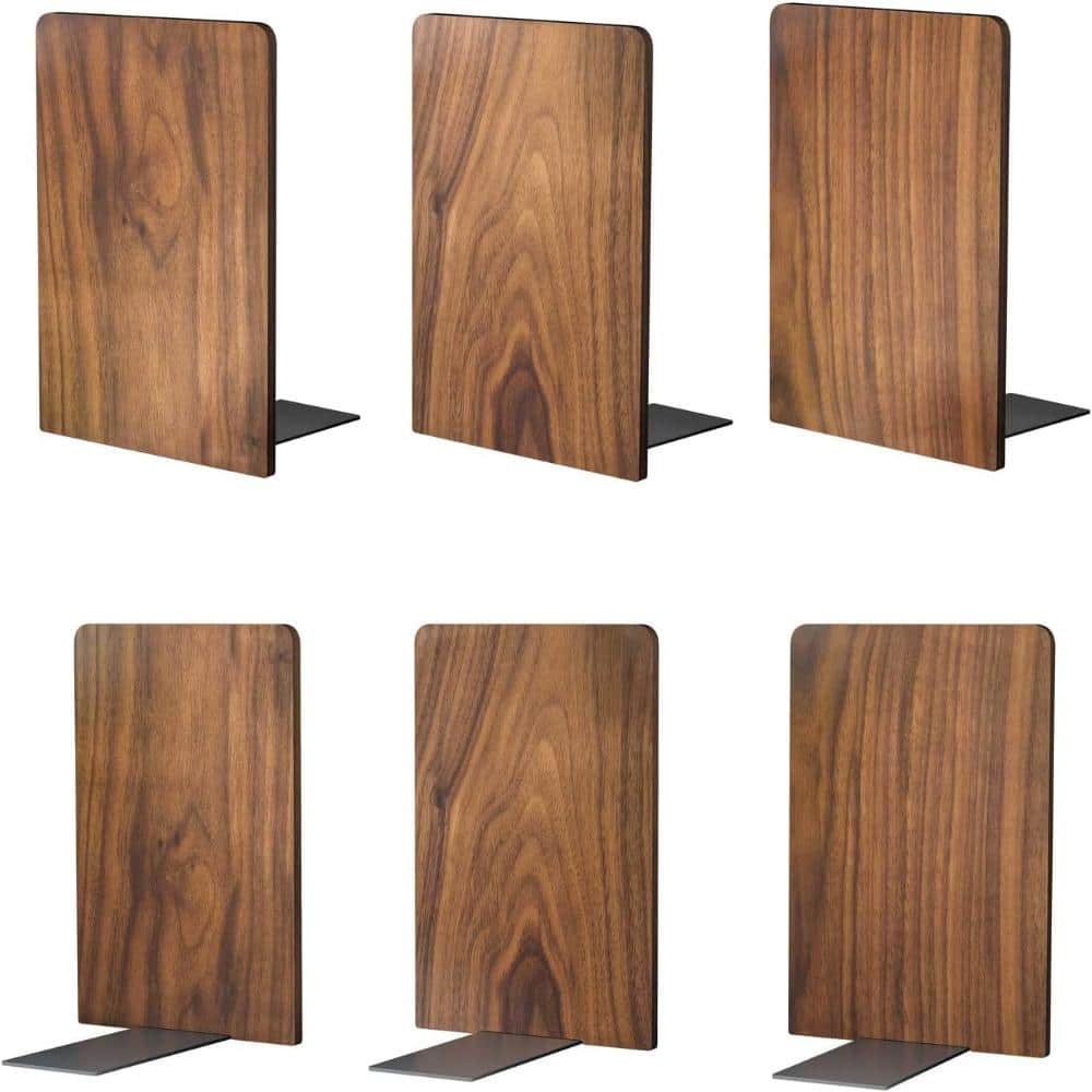 4.72 in. W x 6.69 in. H 3 Pack Walnut Large Heavy Duty Wood Bookends for Heavy Books for Office Desk Non-Skid price history on PriceWatchPro