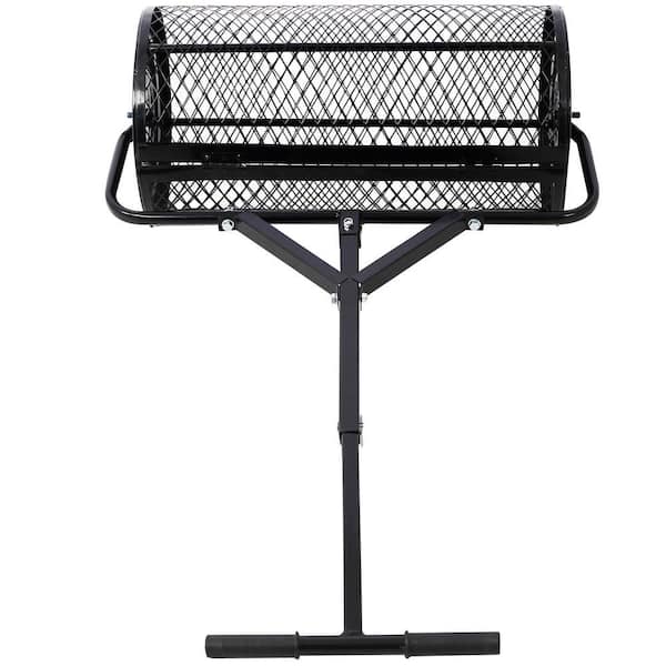 Black Peat Moss Spreader 24 in. Handheld Compost Spreader Metal Mesh, T Shaped Handle for Planting Seeding