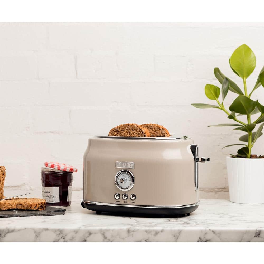 Retro Beige 12-Cup Stainless Steel Programmable Coffee Maker & Toaster Set