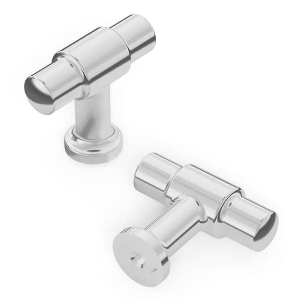 HICKORY HARDWARE Piper Collection T-Knob 1-5/8 in. X 5/8 in. Chrome Finish Modern Zinc Cabinet Knob 1 Pack