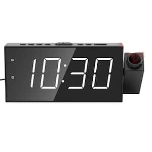 Projection Digital Alarm Clock for Ceiling, Wall, Bedroom FM Radio, 7 in. Large Number and 5-Dimmers, 350° Projector